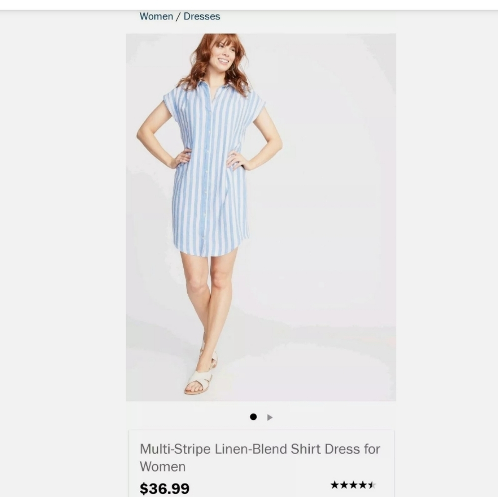 Old Navy Multi-Stripe Linen-Blend Shirt Dress
